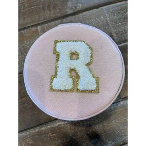 Pink Round Jewelry Travel‎ Case Organizer Box Letter R Monogram